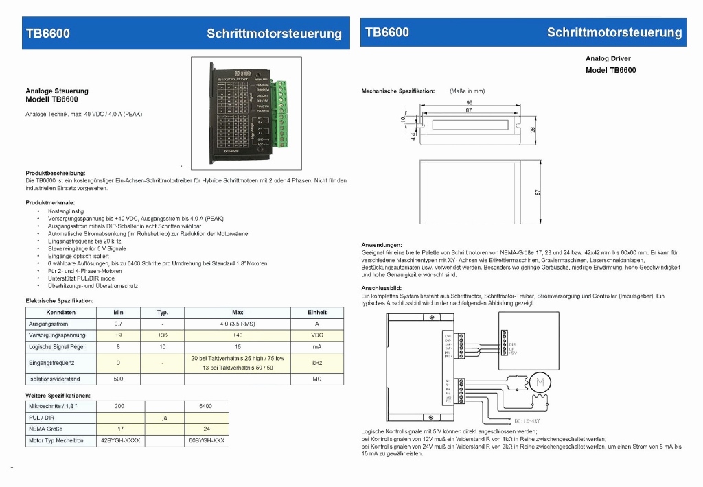 TB 6600 Treiber Endstufen 4A