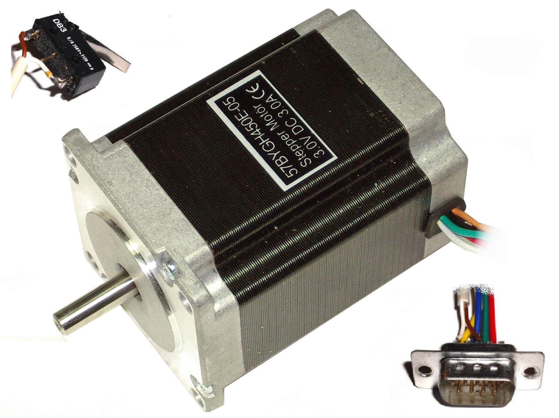 Schrittmotor 57BYGH450E23 1,7Nm 3A mit Anschlustecker Schalter