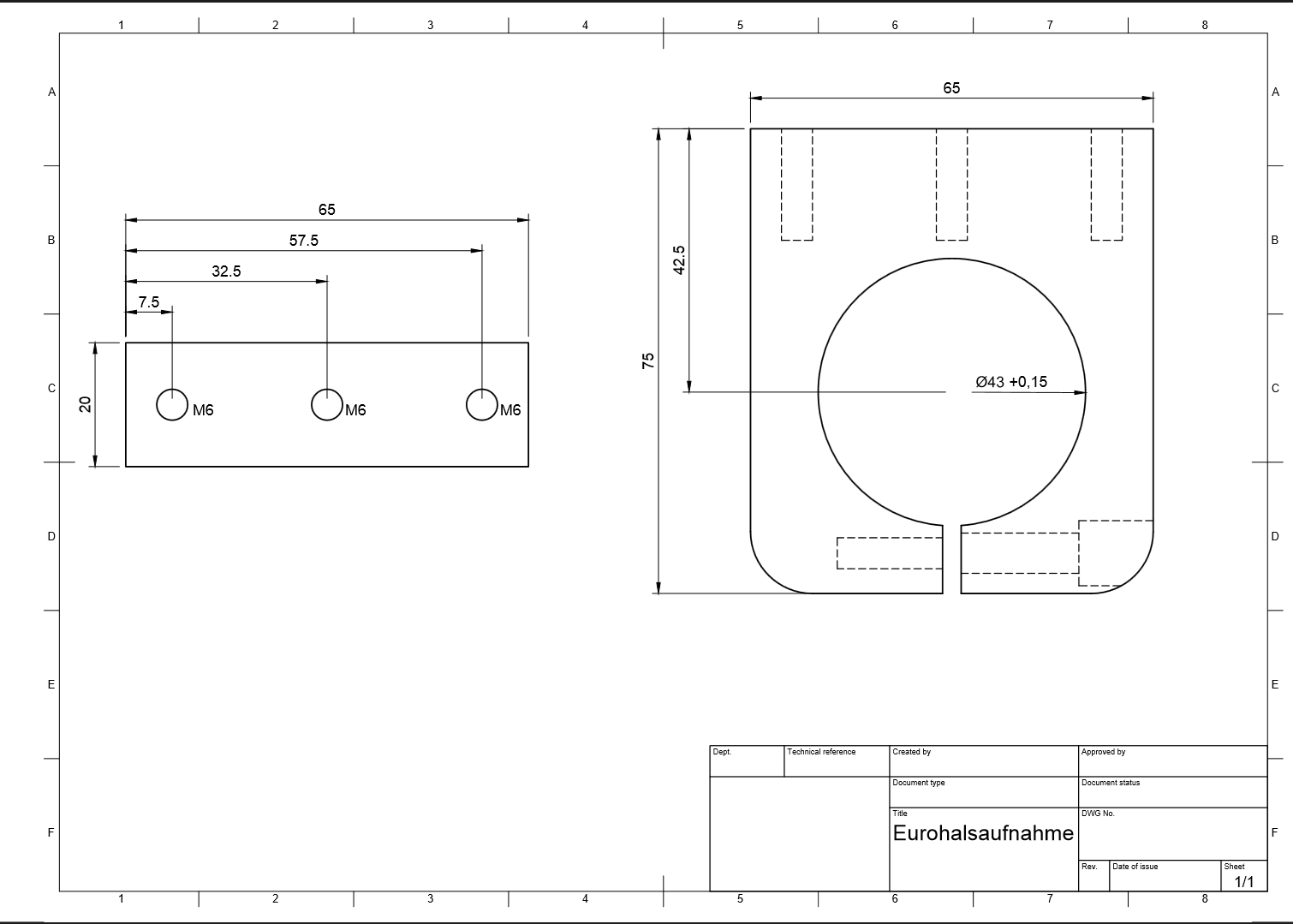 Spindelhalter 43mm Eurohals M8