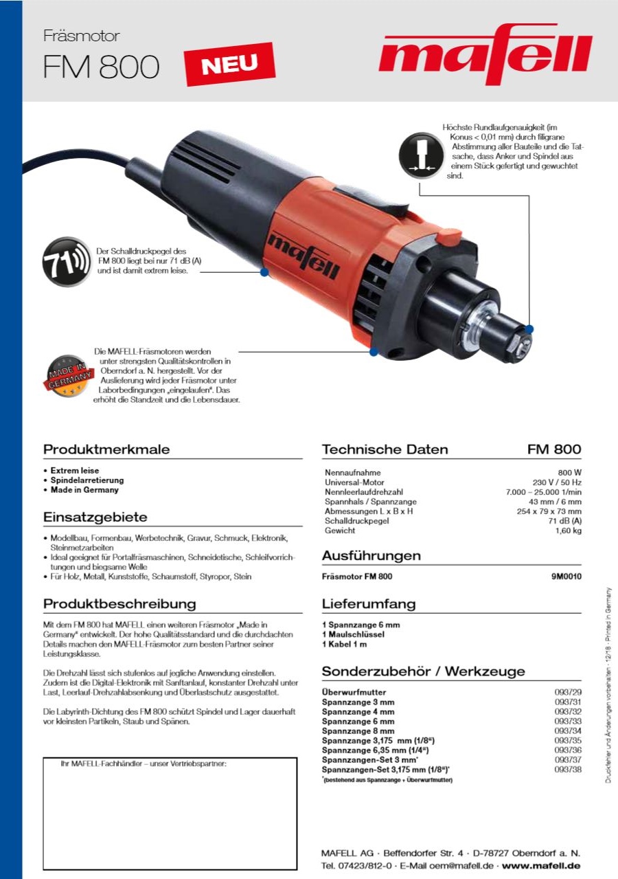 Mafell FM800 Frsspindel