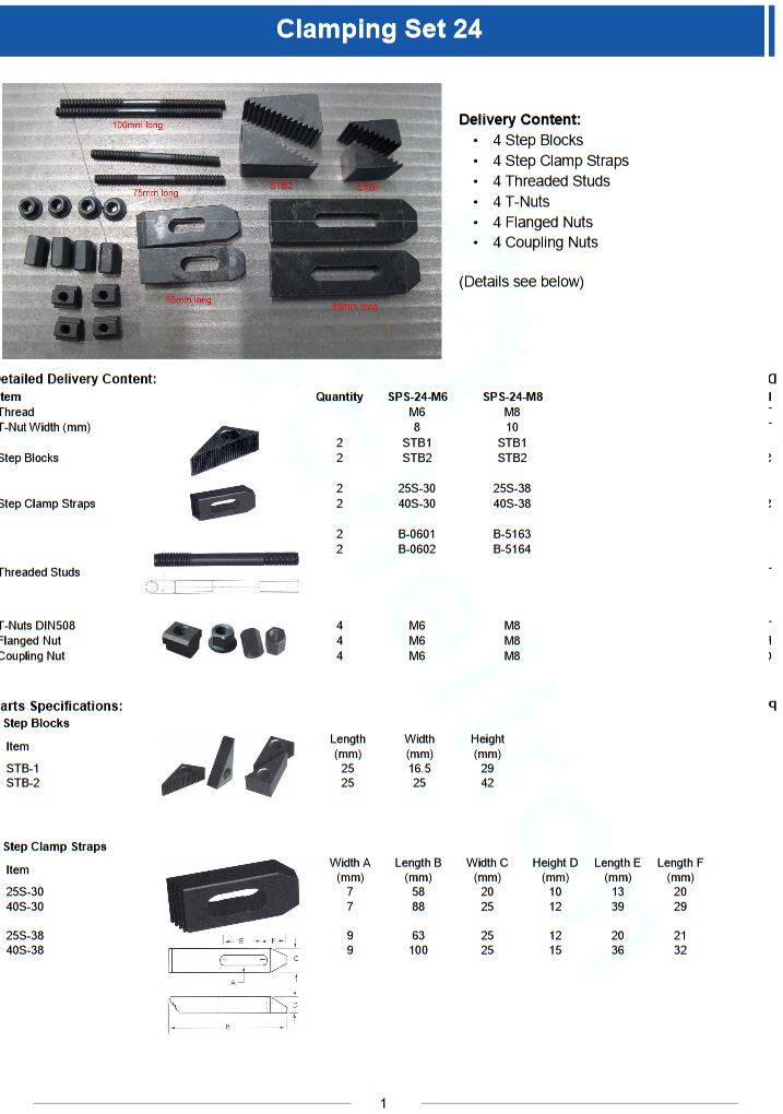 Clamping set 24 parts M8