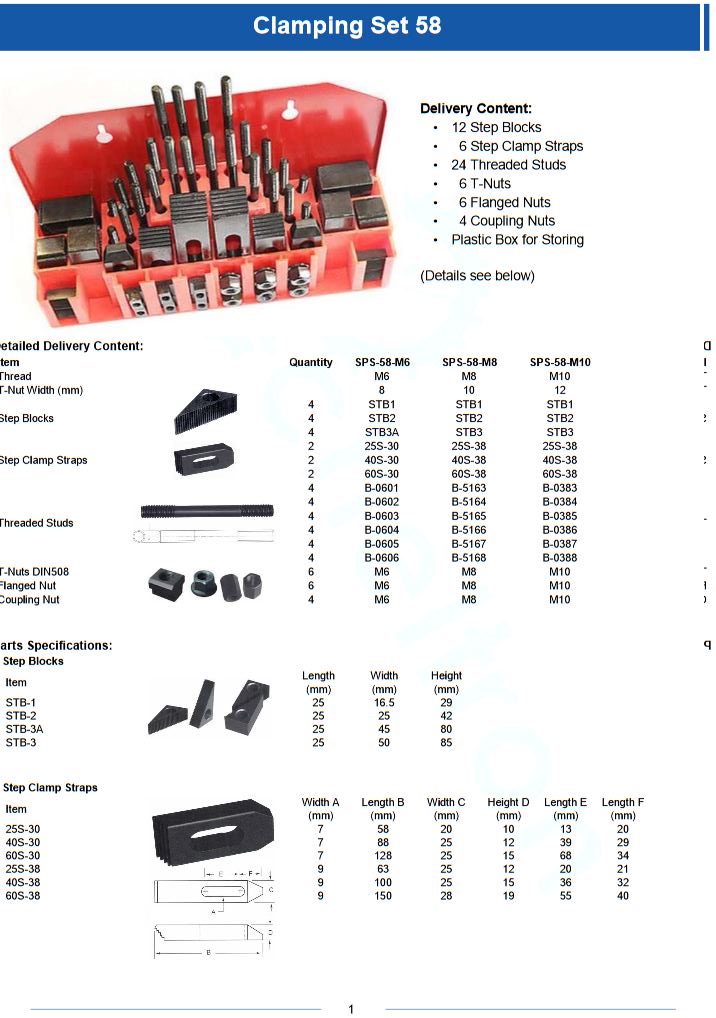 Clamping set 24 parts M8