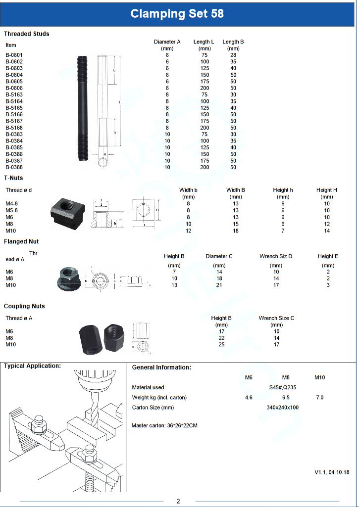 Clamping set 58 parts M6